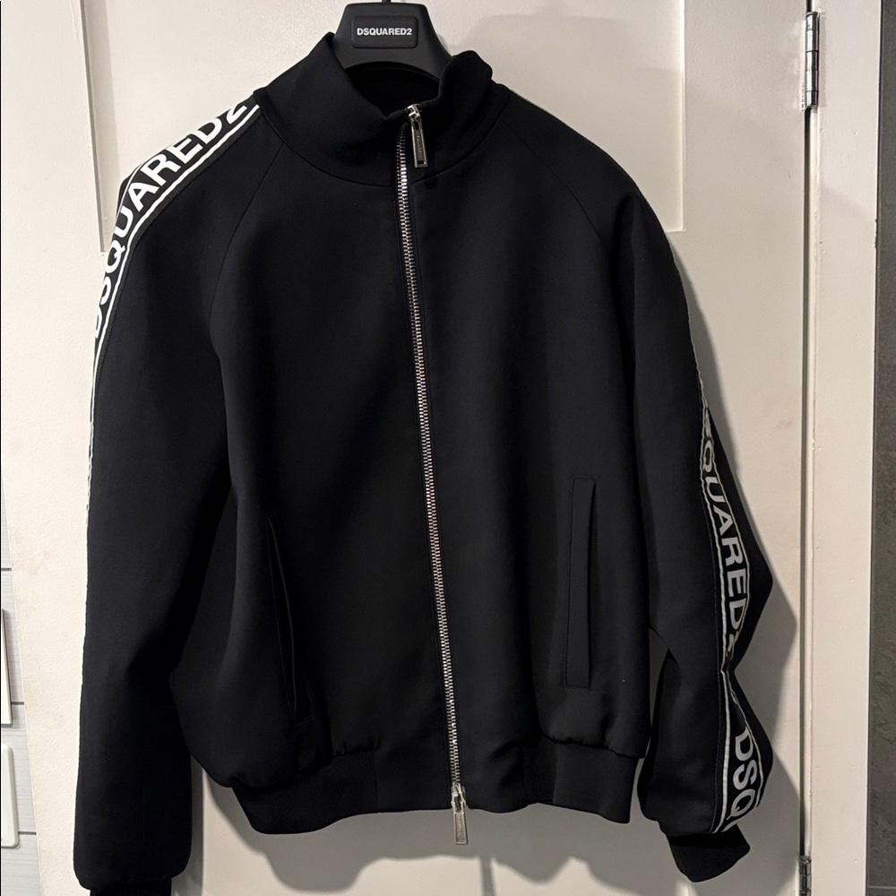 DSQUARED2 Black Bomber Jacket with Bold Branding